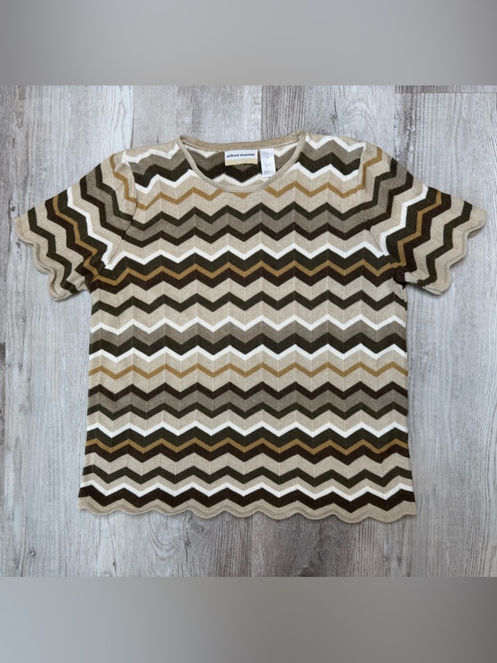 Alfred Dunner Women’s Chevron Striped Knit Short Sleeve Top Size 1X